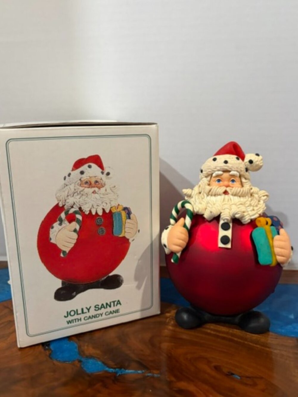 Vintage Dept 56 Noel Jolly Santa Claus with Candy Cane 7" Christmas Ornament